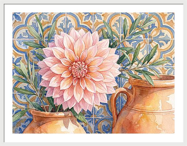 Dahlia Against Mediterranean Tiles