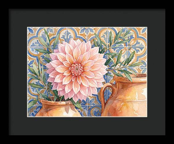 Dahlia Against Mediterranean Tiles
