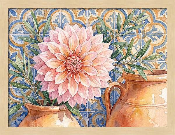 Dahlia Against Mediterranean Tiles