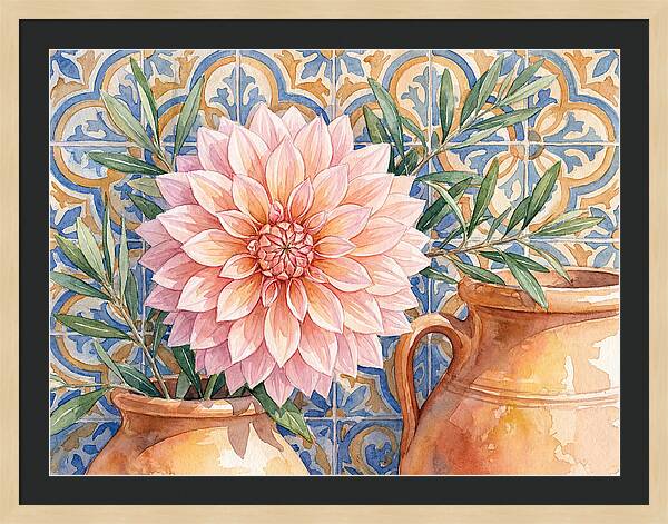 Dahlia Against Mediterranean Tiles