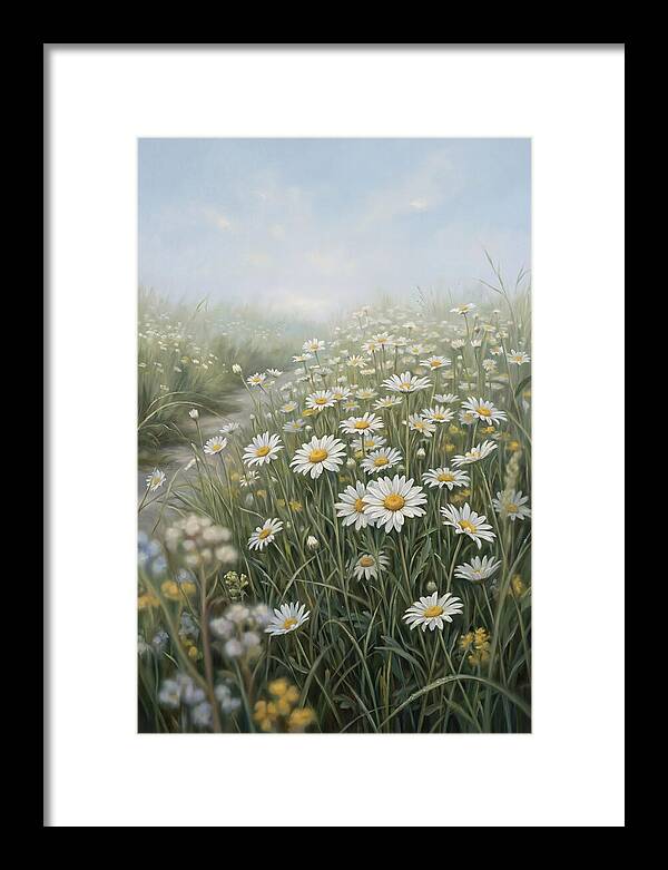 Daisy Field Under Blue Sky
