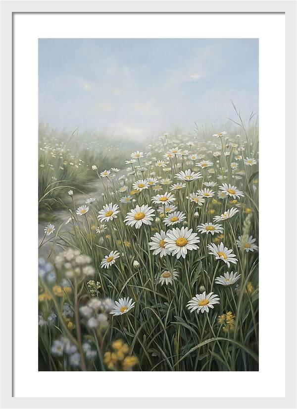 Daisy Field Under Blue Sky