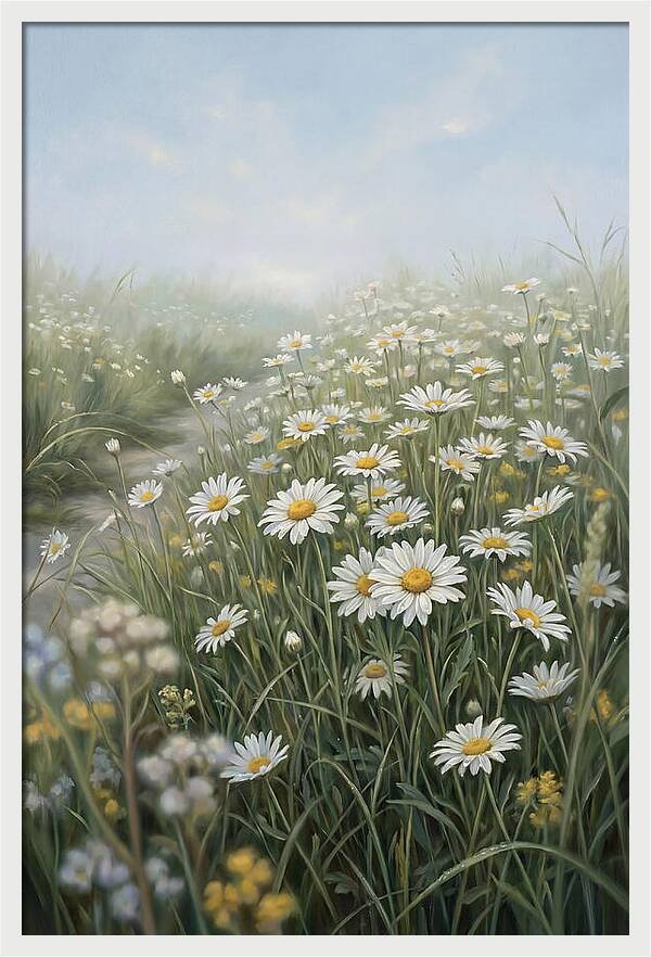 Daisy Field Under Blue Sky