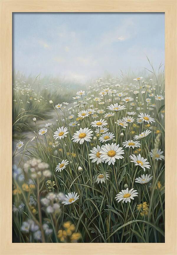 Daisy Field Under Blue Sky