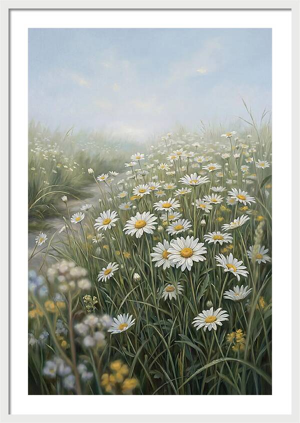 Daisy Field Under Blue Sky