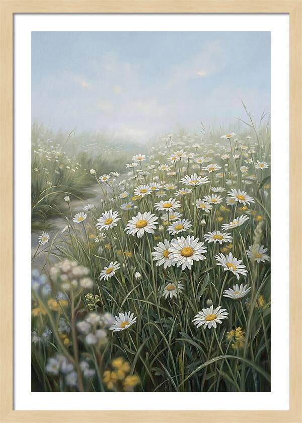 Daisy Field Under Blue Sky