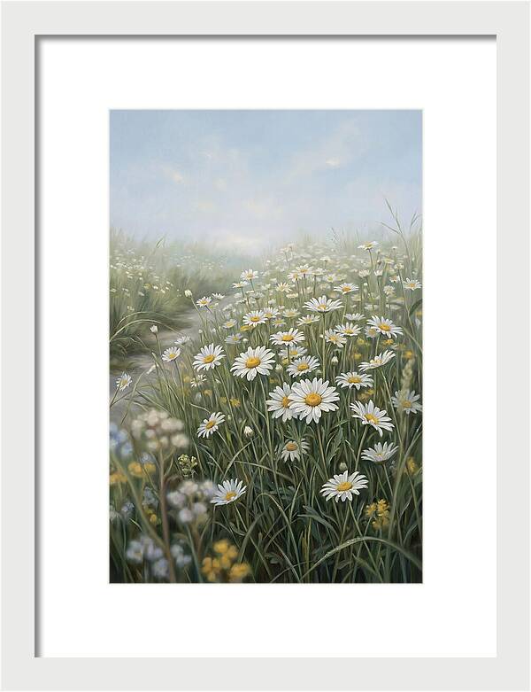 Daisy Field Under Blue Sky