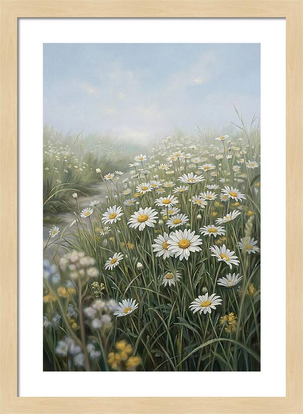 Daisy Field Under Blue Sky