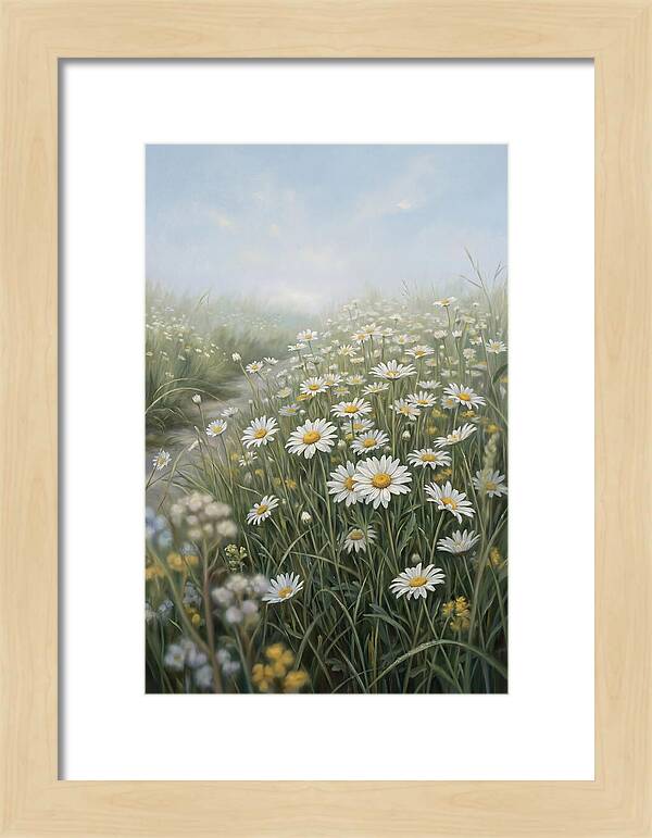 Daisy Field Under Blue Sky