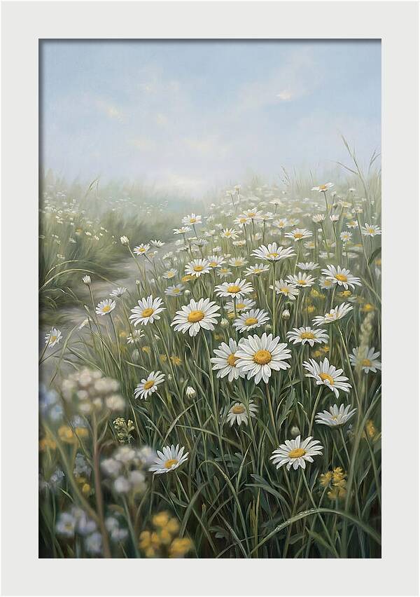 Daisy Field Under Blue Sky