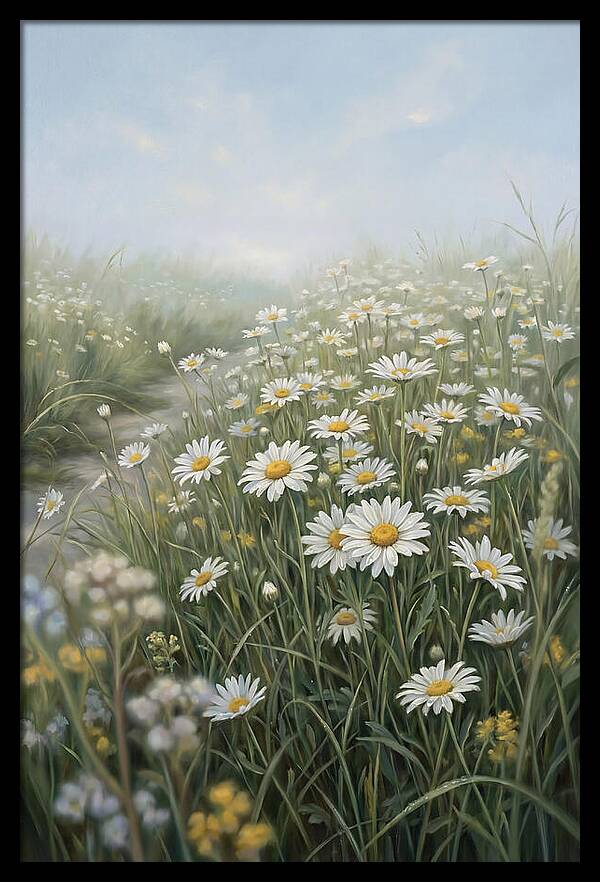 Daisy Field Under Blue Sky