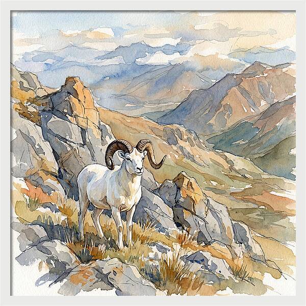 Dall Sheep In Majestic Landscape