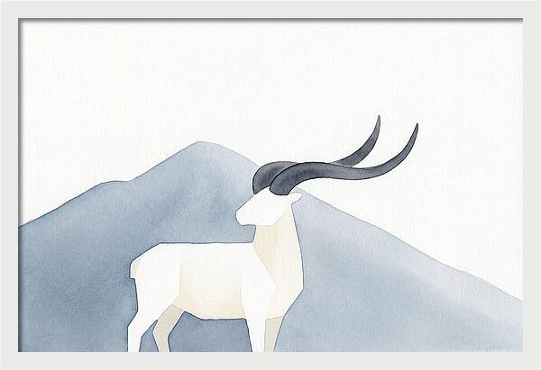 Dall Sheep In Minimalist Landscape