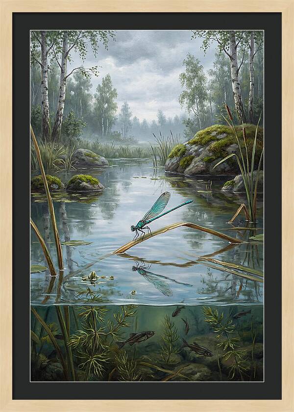 Damselfly On Tranquil Waters
