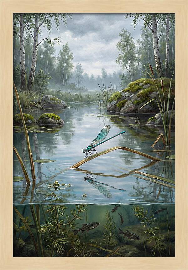 Damselfly On Tranquil Waters