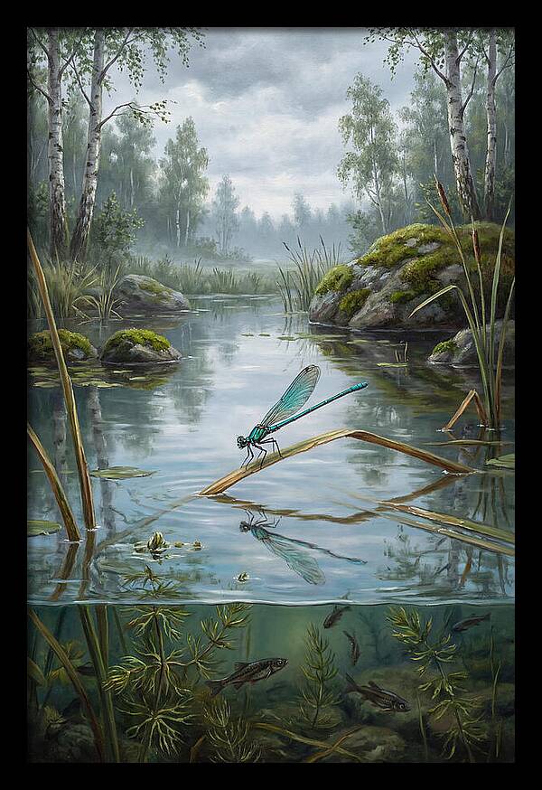 Damselfly On Tranquil Waters