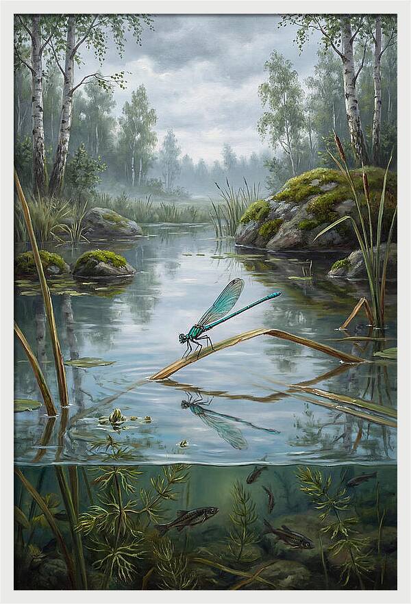 Damselfly On Tranquil Waters