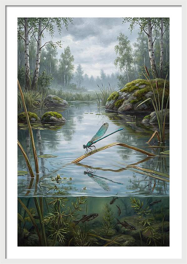 Damselfly On Tranquil Waters