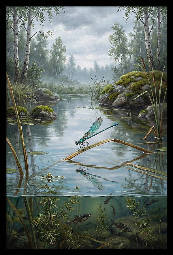 Damselfly On Tranquil Waters
