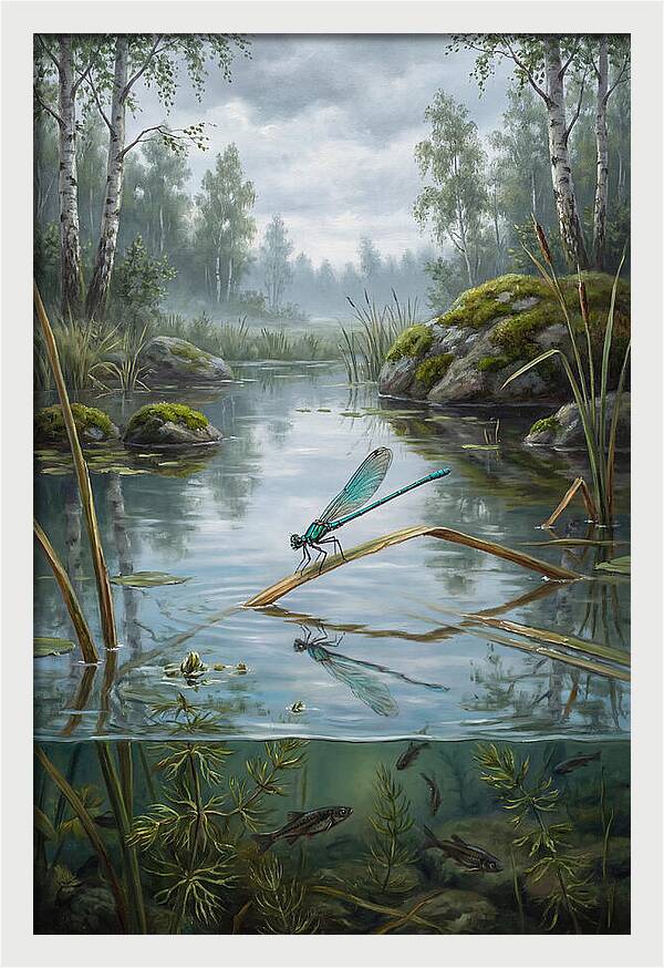 Damselfly On Tranquil Waters