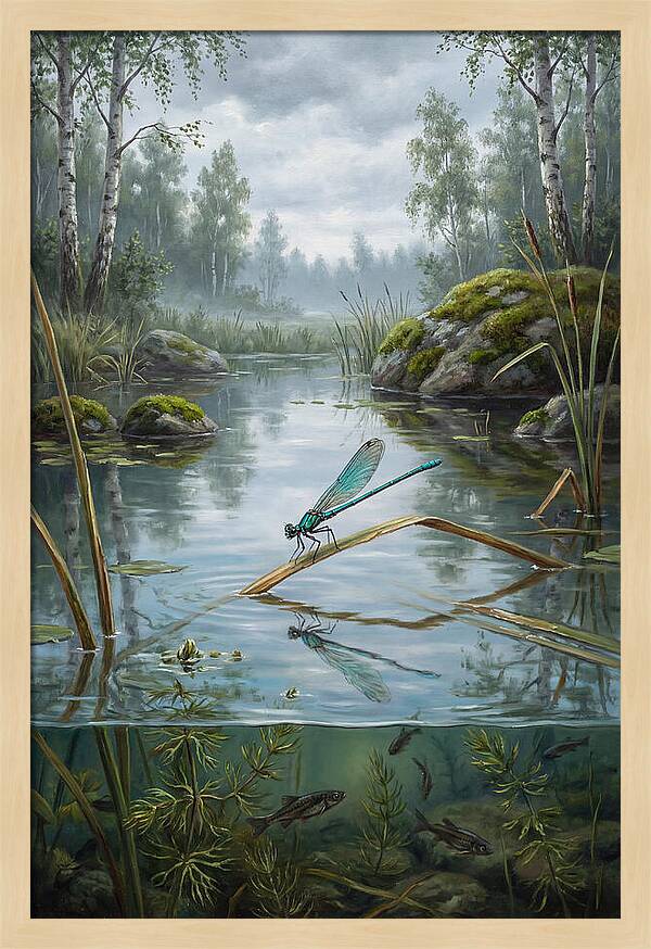 Damselfly On Tranquil Waters