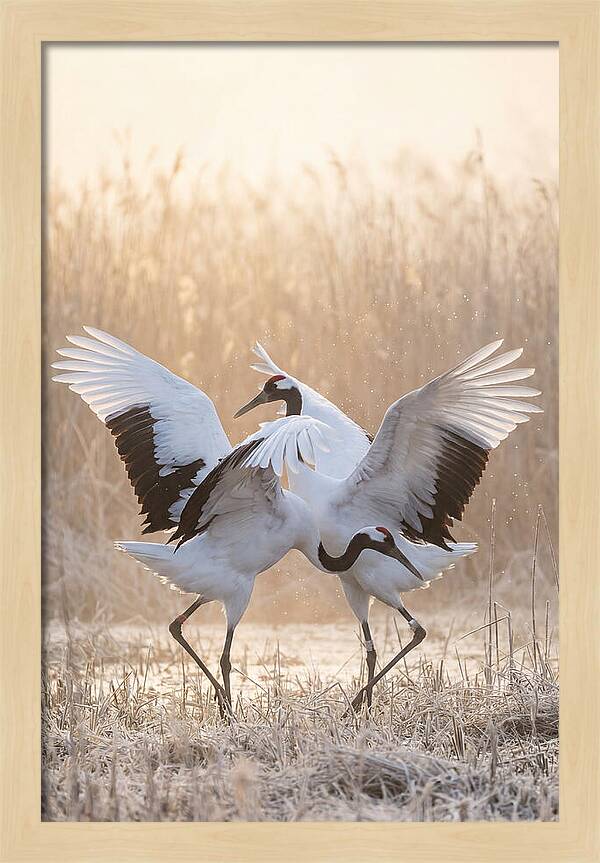 Dancing Cranes In Harmony