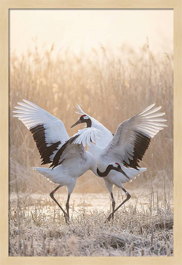Dancing Cranes In Harmony