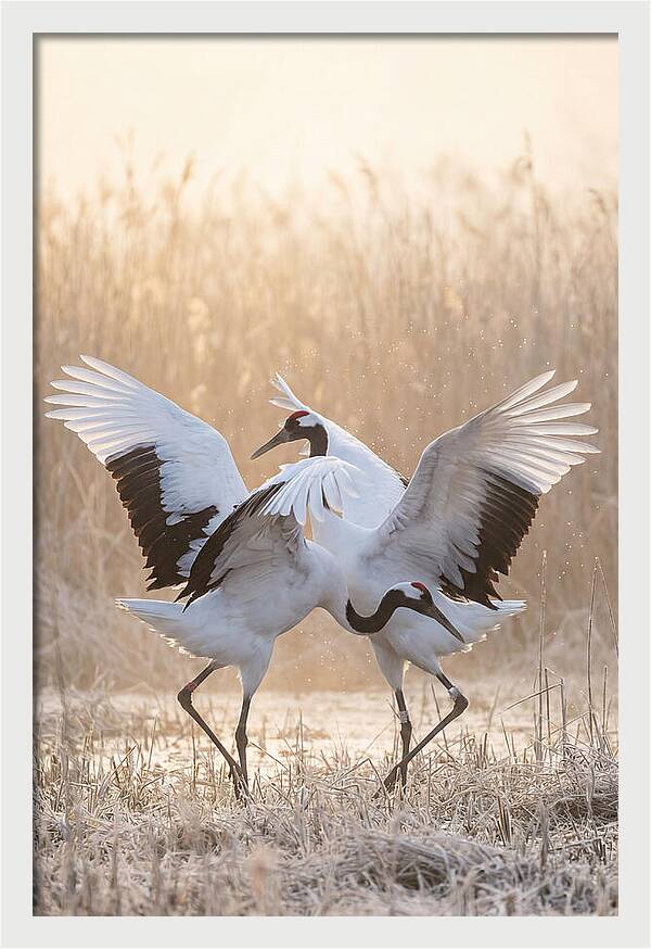 Dancing Cranes In Harmony