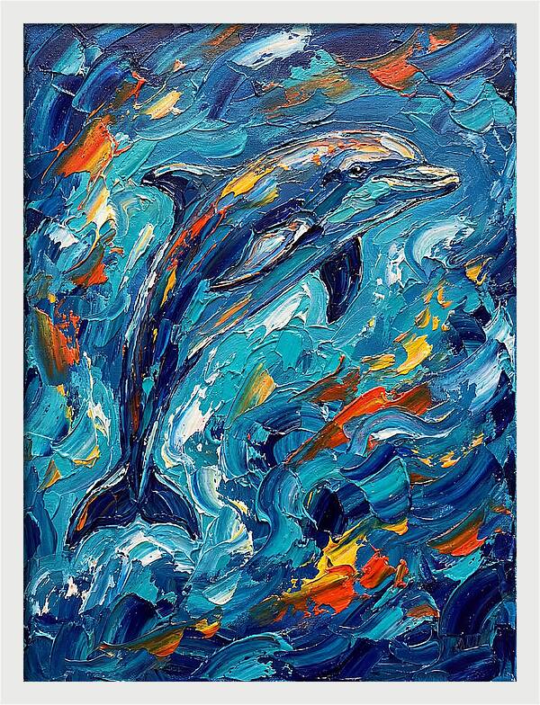 Dancing Dolphin In Vibrant Waves