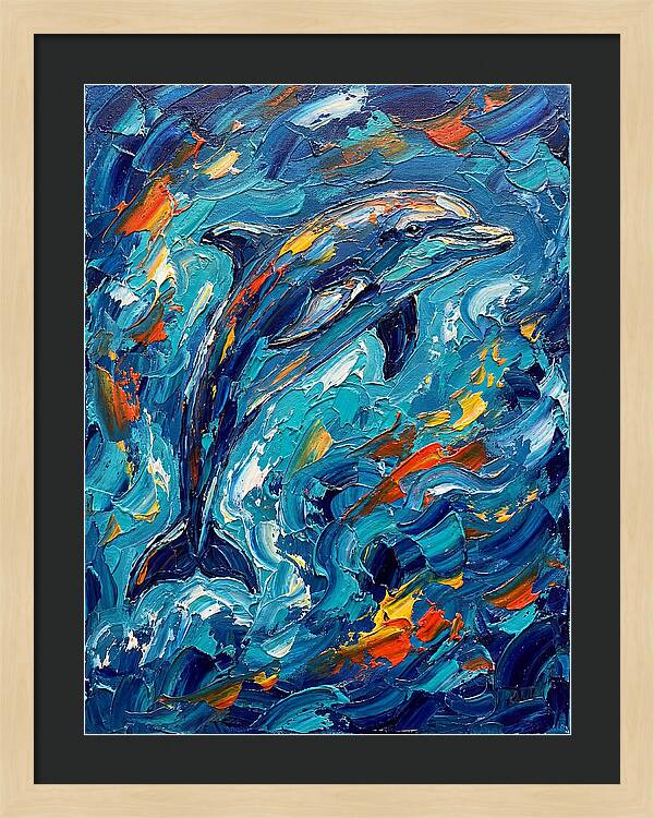 Dancing Dolphin In Vibrant Waves