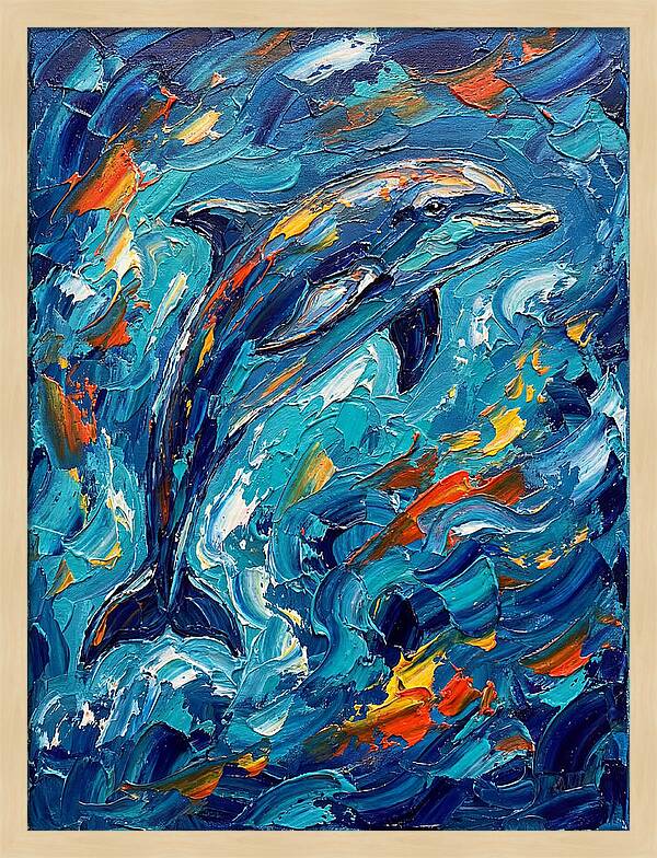 Dancing Dolphin In Vibrant Waves