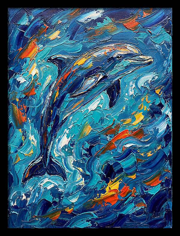 Dancing Dolphin In Vibrant Waves