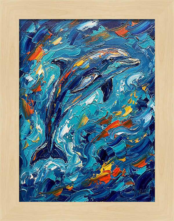 Dancing Dolphin In Vibrant Waves