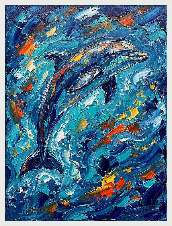 Dancing Dolphin In Vibrant Waves