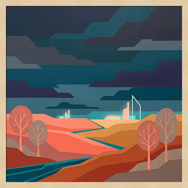 Dark Sky Over Abstract Landscape