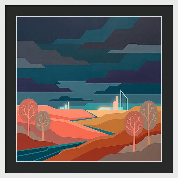 Dark Sky Over Abstract Landscape