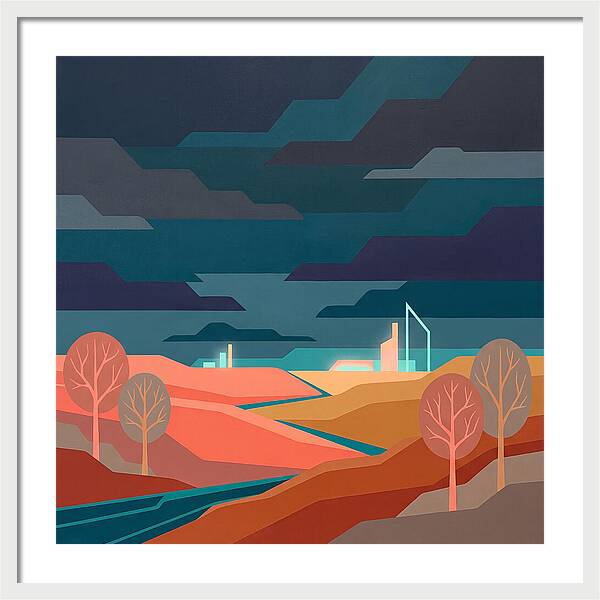 Dark Sky Over Abstract Landscape