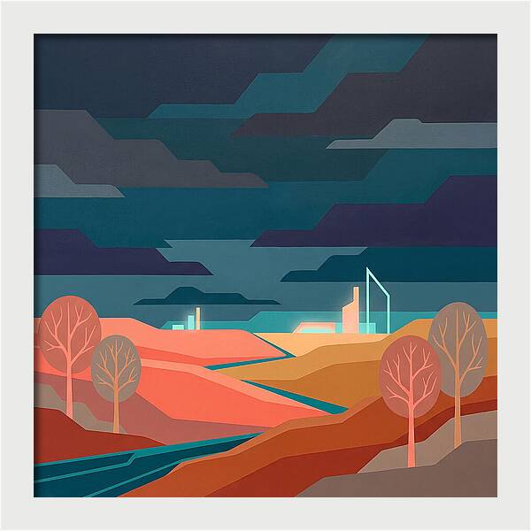 Dark Sky Over Abstract Landscape