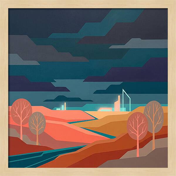 Dark Sky Over Abstract Landscape