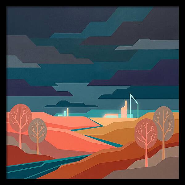 Dark Sky Over Abstract Landscape