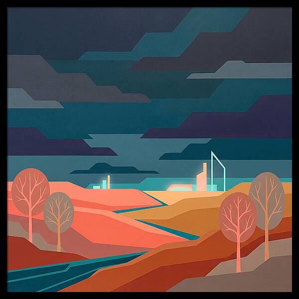 Dark Sky Over Abstract Landscape