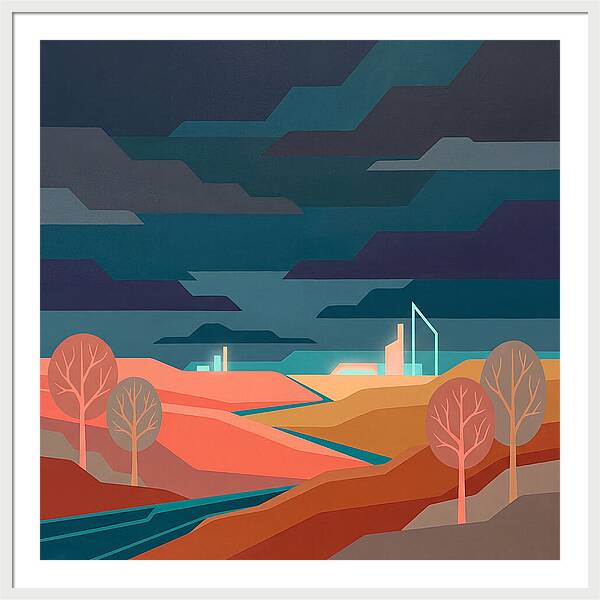 Dark Sky Over Abstract Landscape