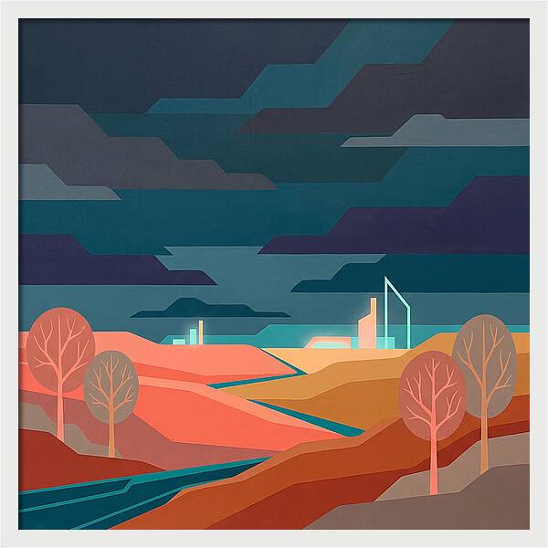 Dark Sky Over Abstract Landscape