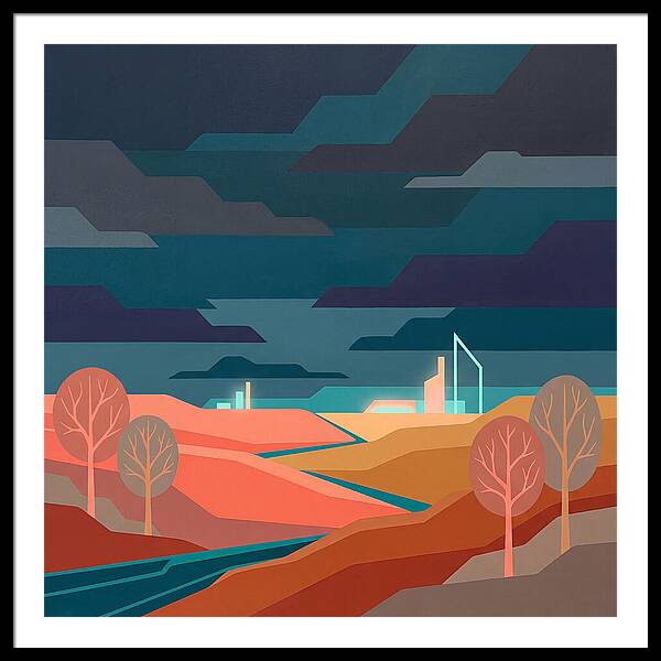 Dark Sky Over Abstract Landscape
