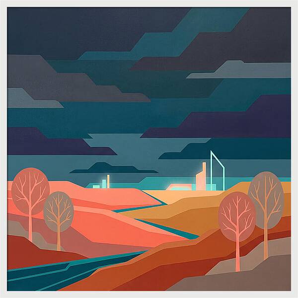 Dark Sky Over Abstract Landscape