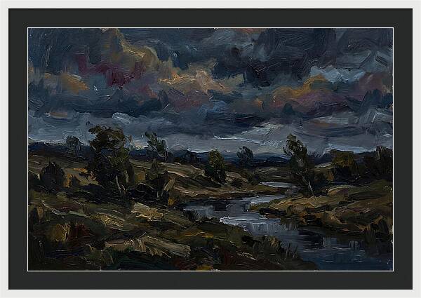 Dark Sky Over Serene Landscape