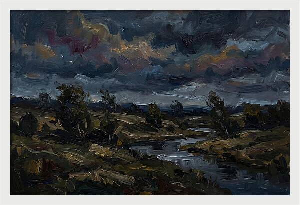 Dark Sky Over Serene Landscape