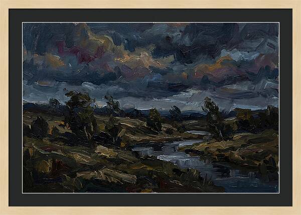 Dark Sky Over Serene Landscape