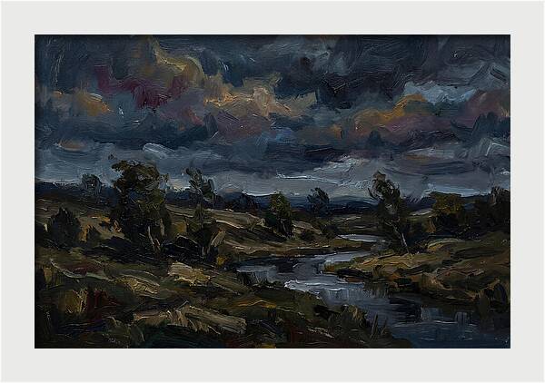 Dark Sky Over Serene Landscape