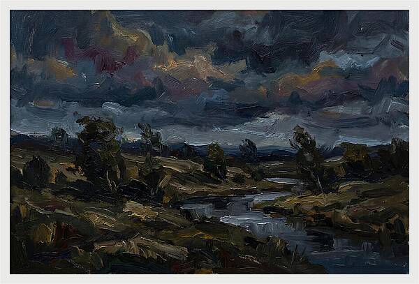 Dark Sky Over Serene Landscape